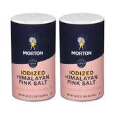 Morton iodized Himalayan pink salt 22oz bottle front for everyday seasoning.