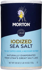 Morton sea salt crystal closeup showing premium texture for precise seasoning.