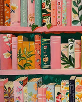 Mosaflare paint by numbers bookshelf canvas for wall decor with detailed, vibrant finish.