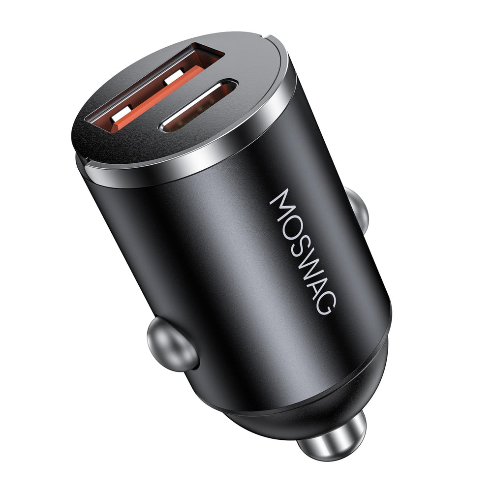 MOSWAG car charger with invisible-metal-mini design powers devices on the go