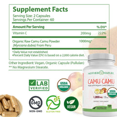 Mother Nature Organics Camu Camu bottle-with-spoon ready for daily use.