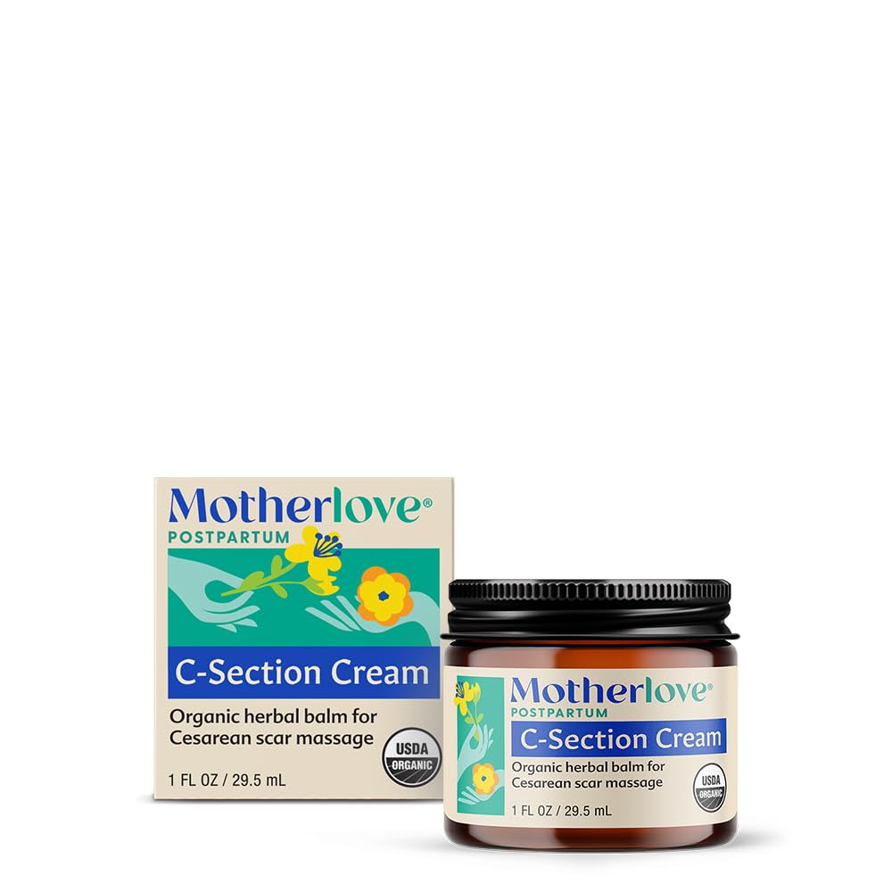 Motherlove C-Section Cream bottle ready for postpartum scar care.