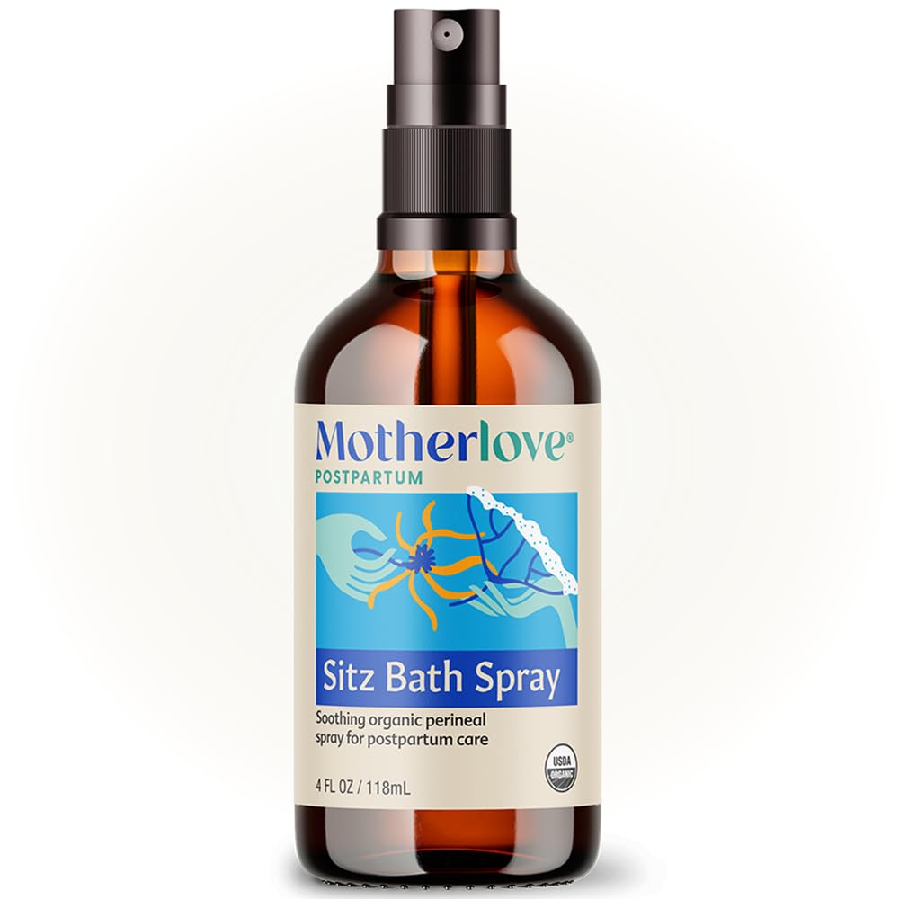 Motherlove Sitz Bath Spray bottle front showcasing organic formula for postpartum comfort.