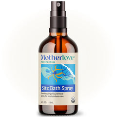 Motherlove Sitz Bath Spray bottle front showcasing organic formula for postpartum comfort.