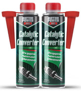 MotorPower Care catalytic converter cleaner bottle pour reduces exhaust deposits.