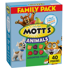 Mott's Animals Assorted Fruit Snacks pouches for convenient on-the-go snacking.