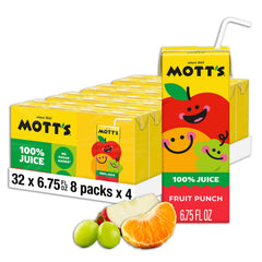 Mott's fruit punch juice boxes ready for family meals and school lunches.