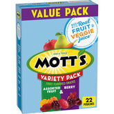 Mott's Berry and Assorted Fruit Snacks pack on shelf, convenient after-school treat.
