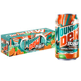 Mountain Dew Baja Cabo Citrus 12oz can on ice for a refreshing lift.