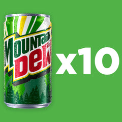 Mountain Dew ice-cold glass with cans emphasizing refreshing ready-to-serve vibes
