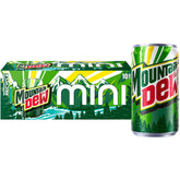 Mountain Dew mini cans front view with original flavor packaging