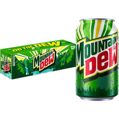 Mountain Dew original can 12oz pack ready for quick refreshment on the go.