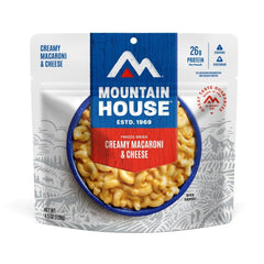 Mountain House two-serving backpacking meal in an open pouch for quick supper