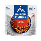 Mountain House Beef Lasagna pouch ready for quick heat-and-eat during camping.