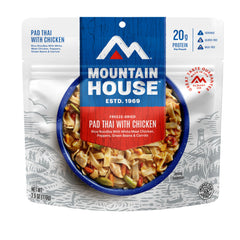 Mountain House Pad Thai with Chicken pouch offers quick, flavorful camping meals.