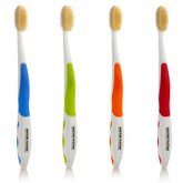 Mouthwatchers Dr Plotka's soft-bristle brush close-up shows gentle cleaning.