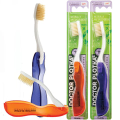 MOUTHWATCHERS soft flossing folding travel toothbrush red, portable for on-the-go brushing.