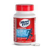 Move Free Advanced glucosamine bottle close-up highlighting joint support.