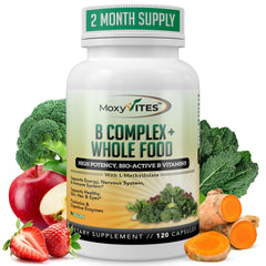 MoxyVites bottle-front showcases vegan B complex for daily energy and immune support.