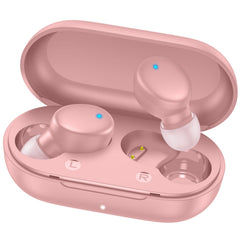 MOZOTER S8 Mini earbuds in pink case for on-the-go listening and portability.