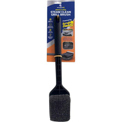 Mr. Bar-B-Q steam clean brush on grill surface loosening grease for quick preparation