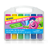 Mr. Bubble bath-time paints in six colors for tub art adventures.