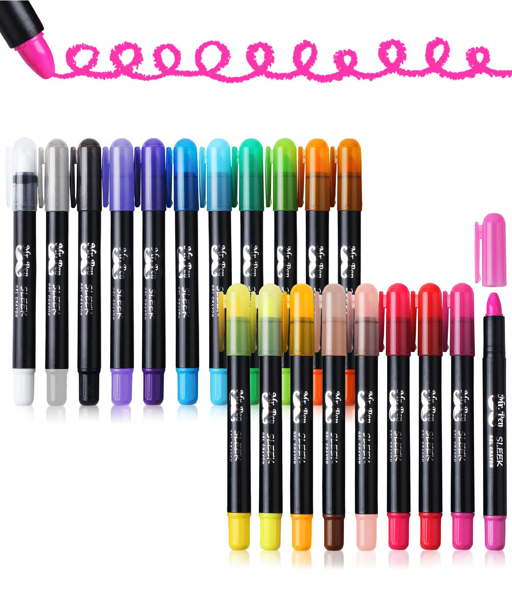 Mr. Pen Gel Crayons 20-pack twistable design for mess-free coloring.