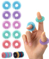 Mr. Pen spiky rings in pastel colors, close-up texture for focus.