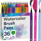 Mr. Pen 36 pack watercolor brush pen swatches show vibrant gradients for shading