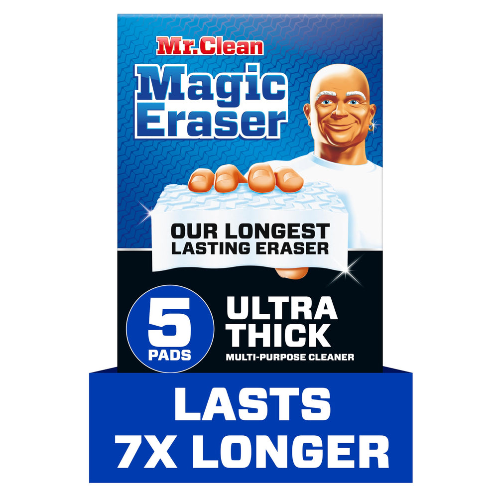 Mr. Clean Magic Eraser Ultra Thick sponge close-up showing its durable cleaning power