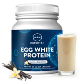 MRM egg white protein vanilla packaging highlights dairy-free, high-protein nutrition.