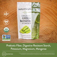 MRM Green Banana Powder in a smoothie illustrates a high-fiber flour alternative.