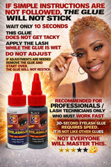 Mrs Gwen Salon Pro 30 Second Eyelash Glue black packaging highlighting bold shade