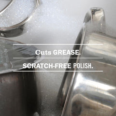 Stovetop after cleaning with Mrs. Meyer's Baking Soda Cream Cleaner removes grease