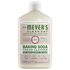 Mrs. Meyer's Baking Soda Cream Cleaner on stovetop for grease and scratch-free shine