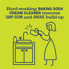 Mrs. Meyer's baking soda cream cleaner cleans sink surfaces without scratching.