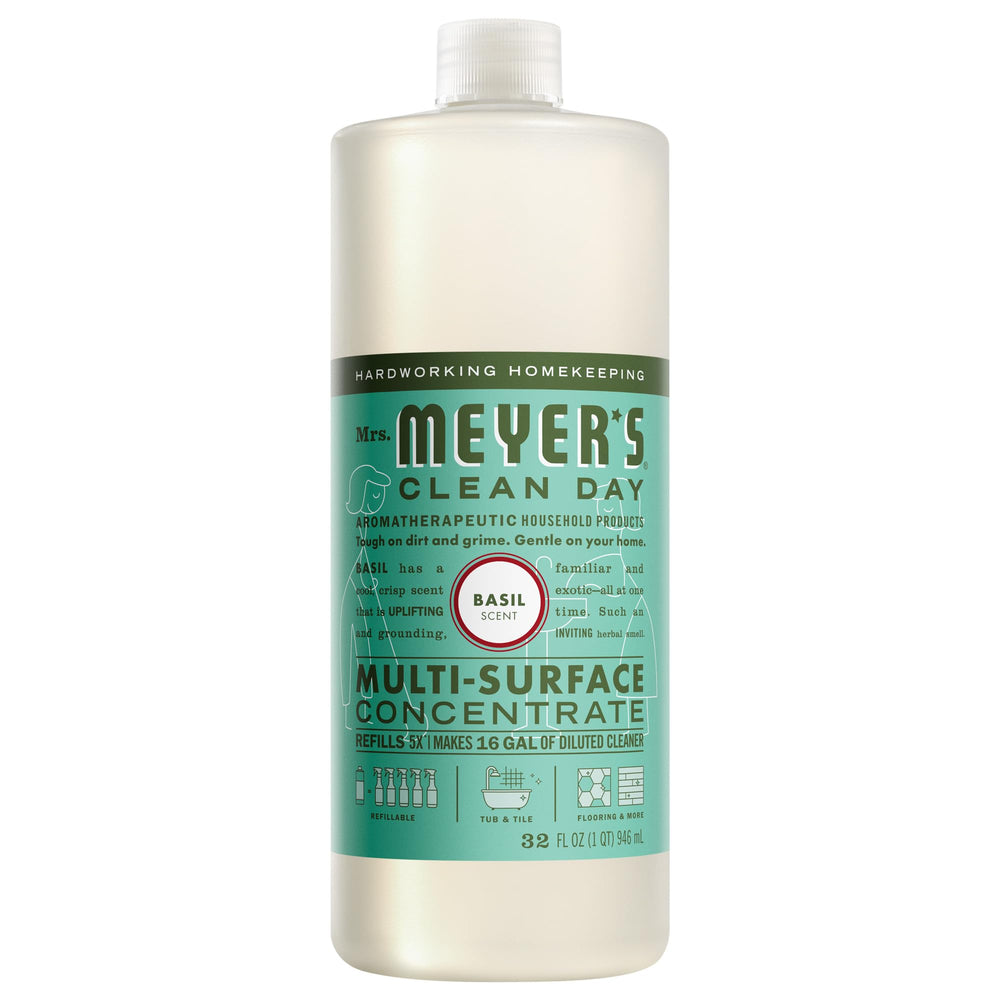 Mrs. Meyer's Clean Day basil concentrate bottle with fresh herbal fragrance for daily cleaning