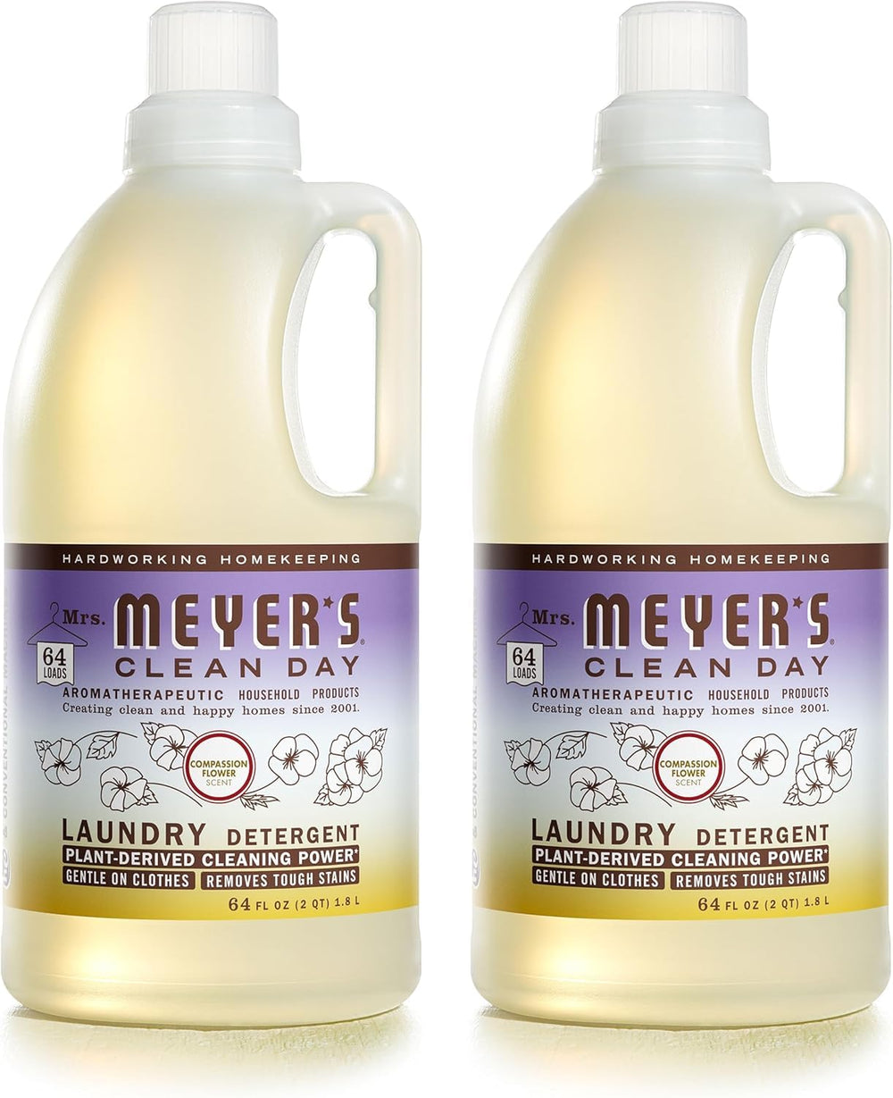 Mrs. Meyer's Compassion Flower bottle ready for easy dosing and fresh laundry.