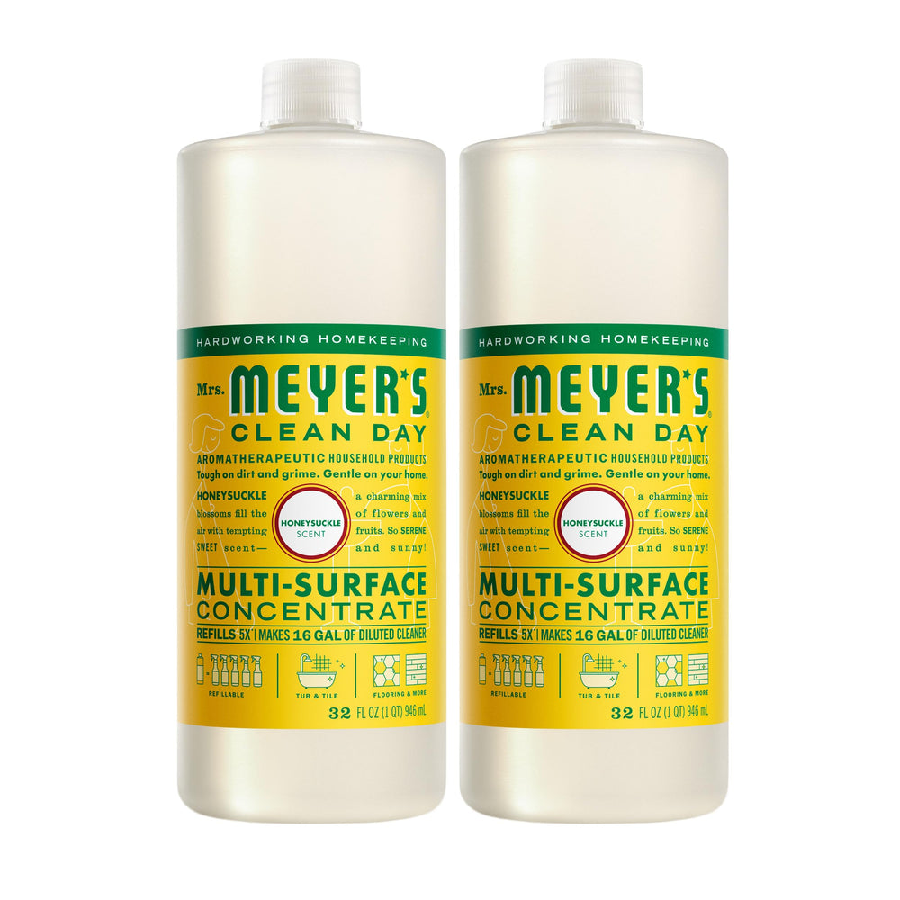 Mrs. Meyer's Clean Day honeysuckle concentrate bottle for dilution and refills.