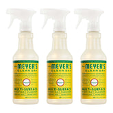 Mrs. Meyer's Clean Day honeysuckle spray bottle for quick surface cleaning.