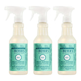 Mrs. Meyer's Clean Day Mint bottle pouring for quick spray-and-wipe cleanup.