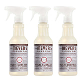 Mrs. Meyer's Clean Day lavender bottle pour for rapid nonporous surface cleaning.