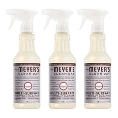 Mrs. Meyer's Clean Day lavender bottle pour for rapid nonporous surface cleaning.