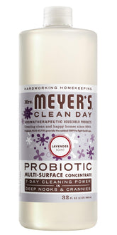 Mrs. Meyer's Clean Day probiotic lavender bottle for surface cleaning with fresh fragrance
