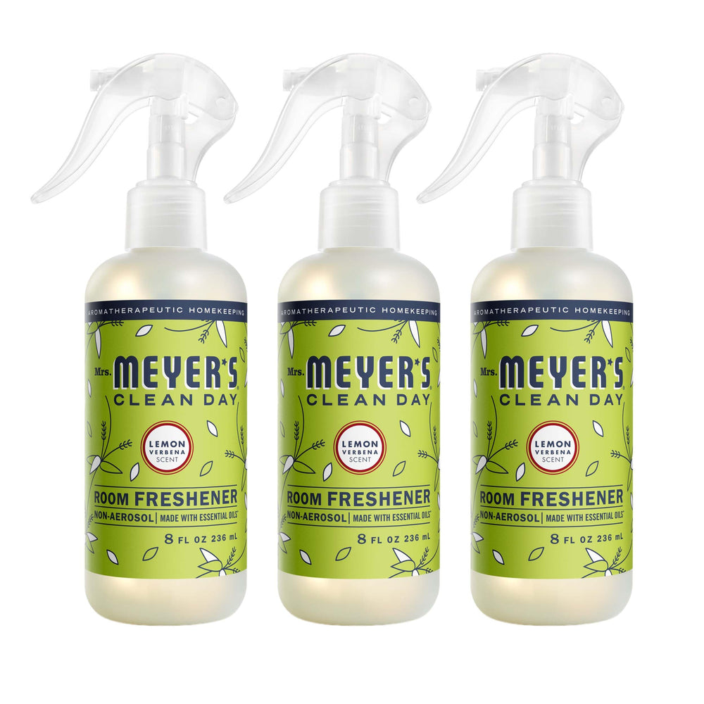 Mrs. Meyer's Clean Day Lemon Verbena bottle for quick room refreshment.