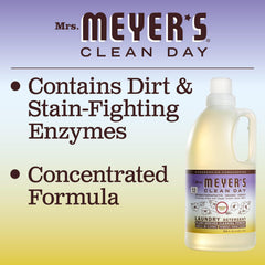 Front label showing 64 loads for Mrs. Meyer's Compassion Flower detergent.