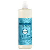 Mrs. Meyer's Dewdrop dish soap bottle front shows biodegradable formula for eco-friendly cleaning.