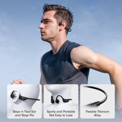 MRYTKY wraparound titanium frame keeping the earphones secure during activity
