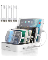 MSTJRY charging station with five ports keeping your desk organized for multiple devices.