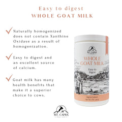 Mt Capra Goat Milk Powder scoop for precise warm-water prep.